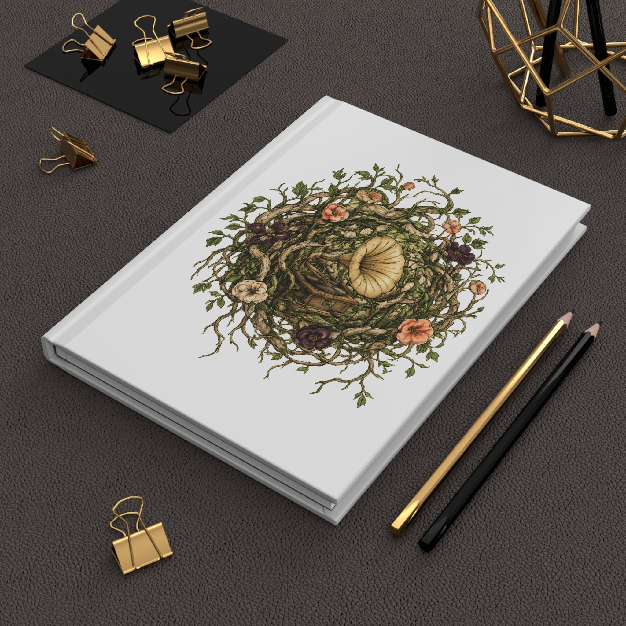 Botanical Gramophone Heart Hardcover Journal — Sketch Notebook