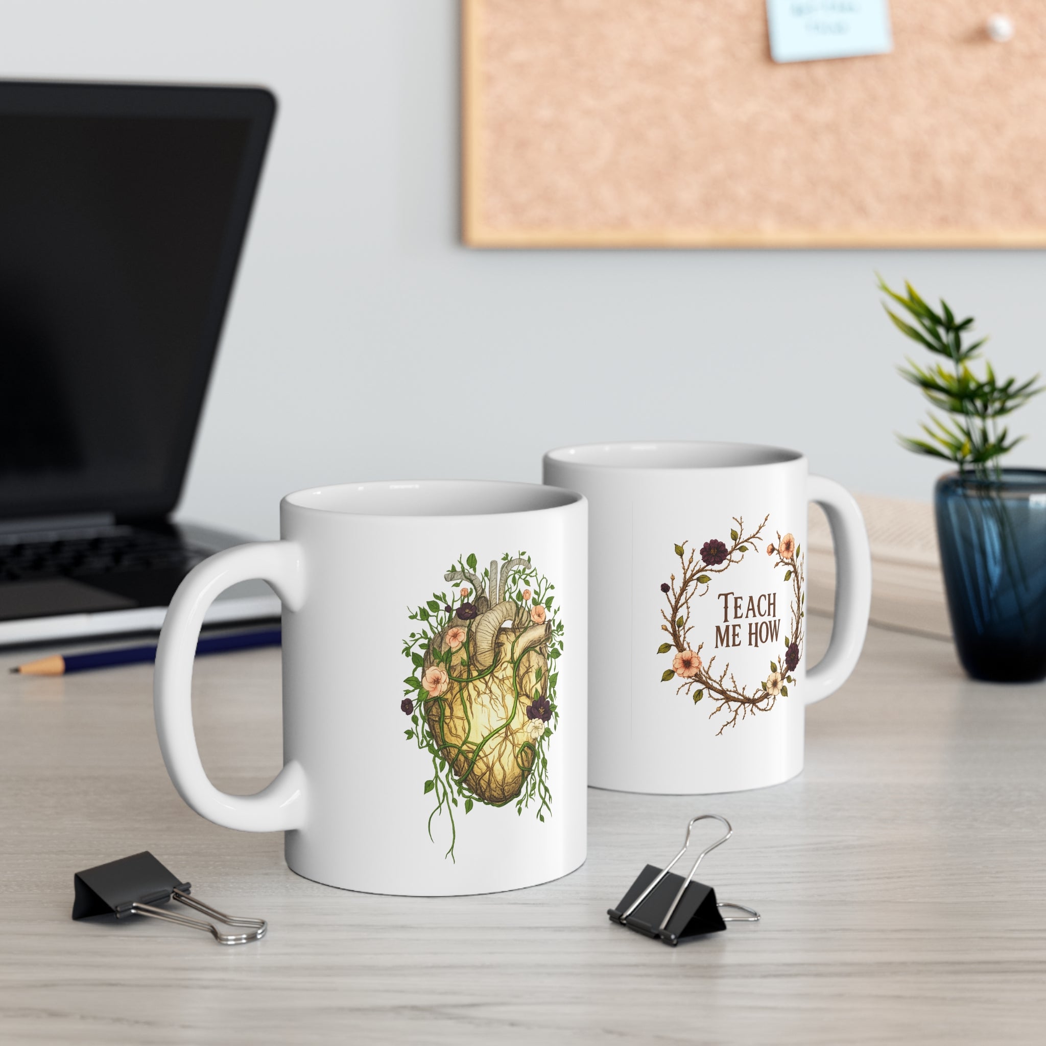 Botanical Heart Coffee Mug (11oz) - Teach Me How