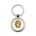 Botanical Heart Round Stainless Steel Keychain