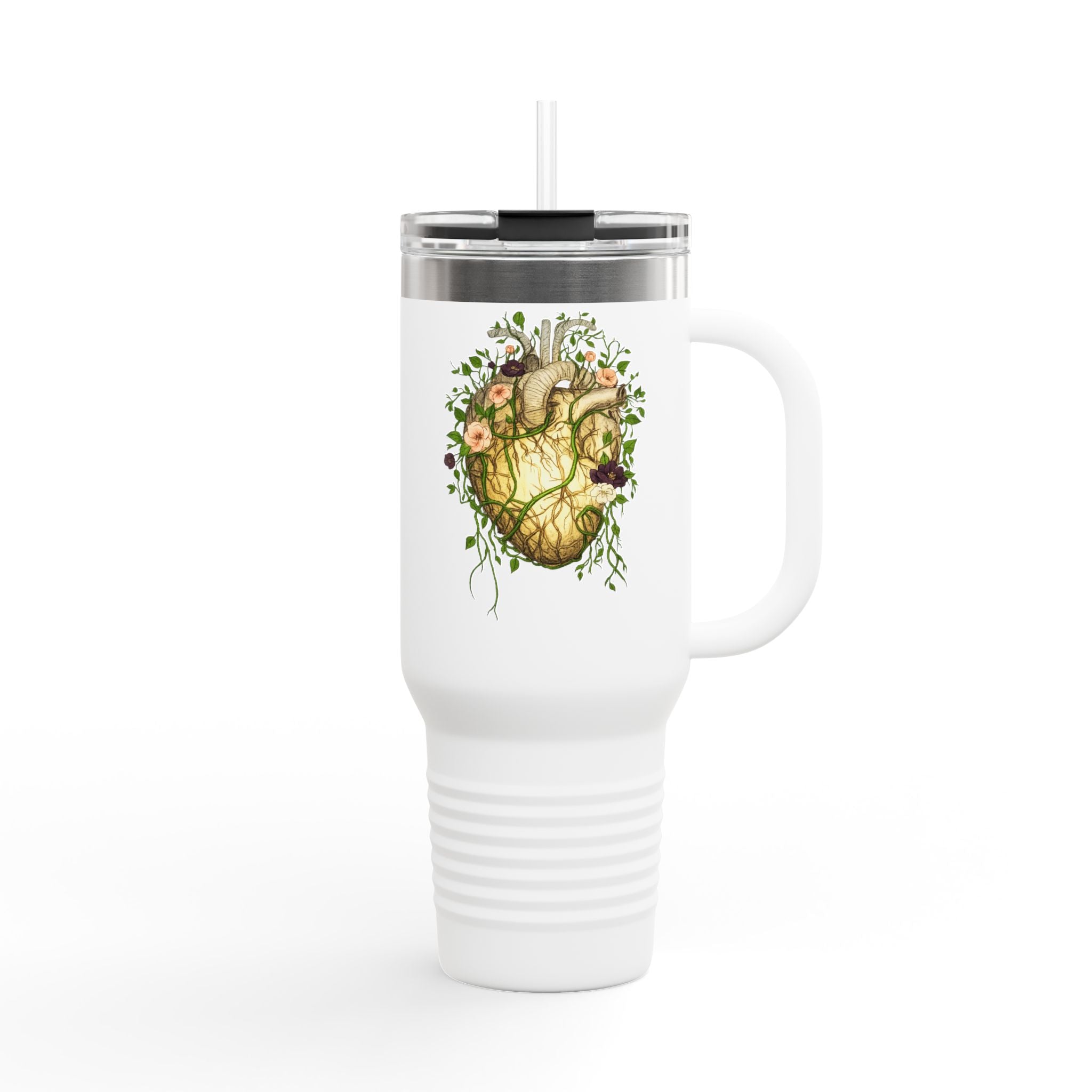 Botanical Heart Insulated Travel Tumbler (40 oz) -Teach Me How